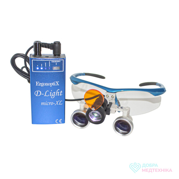 Бінокулярний збільшувач ECMG-2,5x-RD ErgonoptiX мікро Галілея з освітлювачем D-Light HD