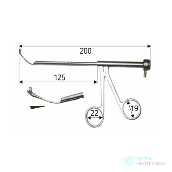 Щипці для біопсії назальні ендоскопічні з нахилом 70 °, HAWK В3030 (Китай)