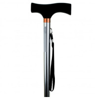 Тростина алюмінієва регульована OSD-BL560204 з Т-подібною ручкою та ремінцем срібна