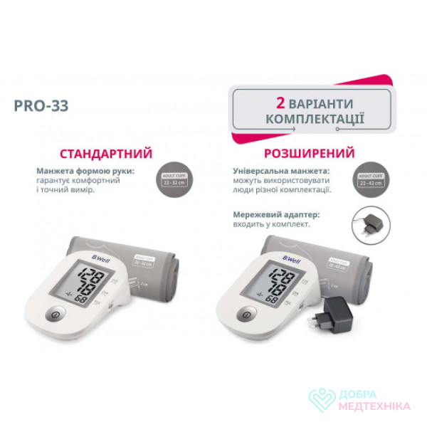 Автоматичний тонометр з манжетою 22-32 см B.Well PRO-33 М