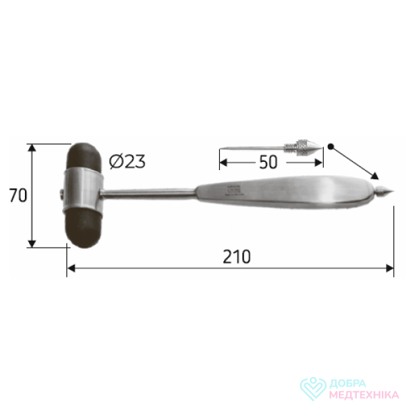 Неврологічний молоток із голкою 210 мм, Surgiсon J-12-005 (Пакистан)