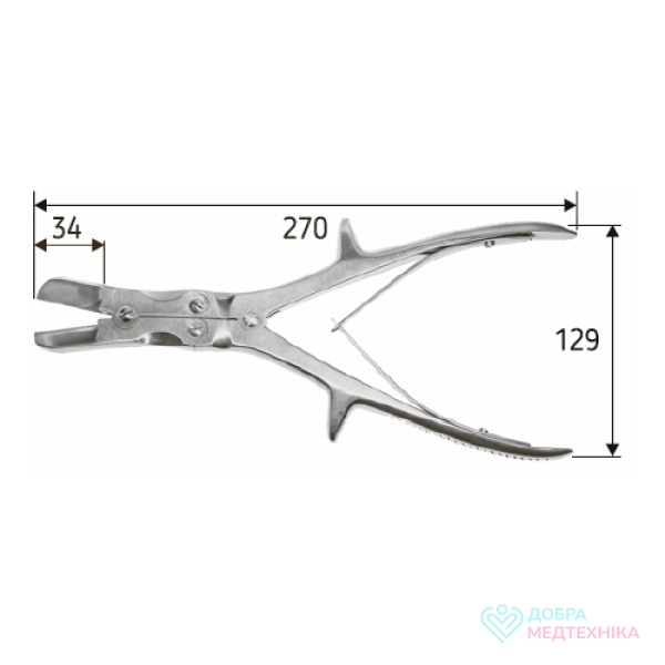 Кусачки хірургічні кісткові прямі з гострими закругленими губками Stille-Liston 270 мм, JO-21-965 (Пакистан)