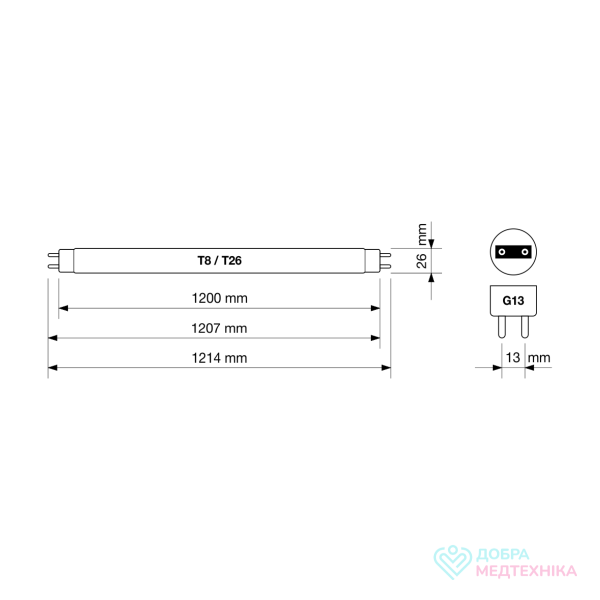 Лампа бактерицидна безозонова небитка BactoSfera BS 36W T8/G13-ECO