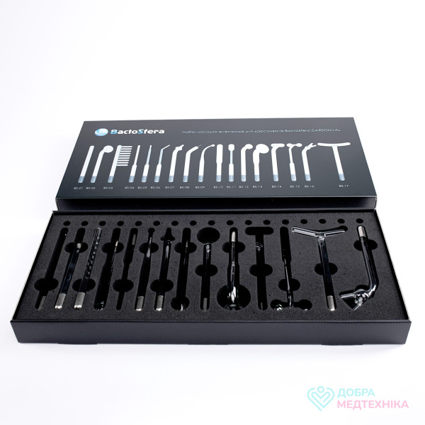 Набір електродів для дарсонвалів BactoSfera DARSONVAL (17 шт) з коробкою-п’єдесталом